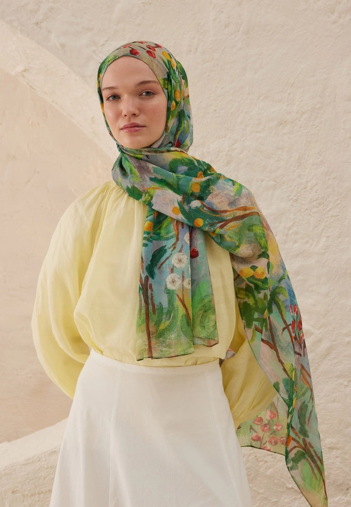 Amelia Patterned Ramie Scarf