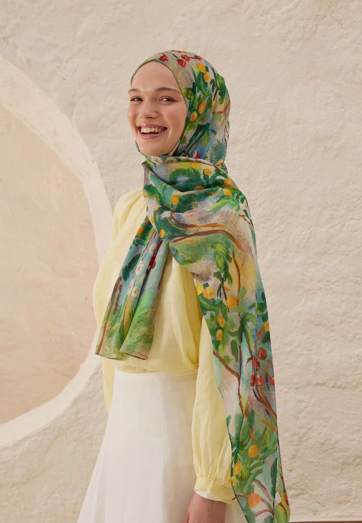 Amelia Patterned Ramie Scarf