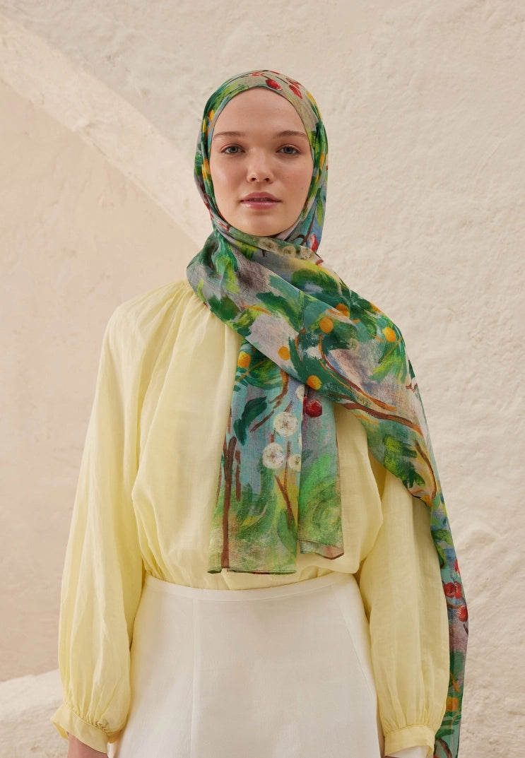 Amelia Patterned Ramie Scarf