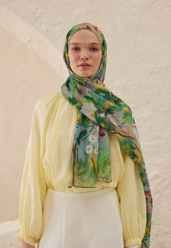 Amelia Patterned Ramie Scarf