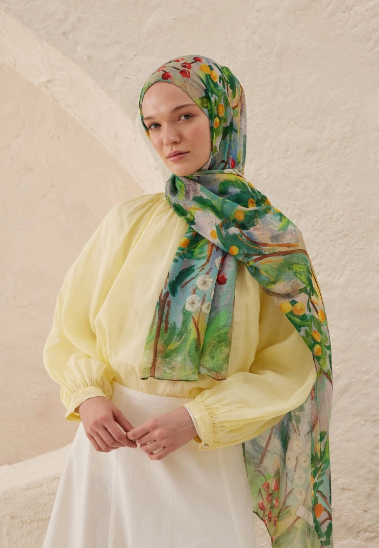 Amelia Patterned Ramie Scarf