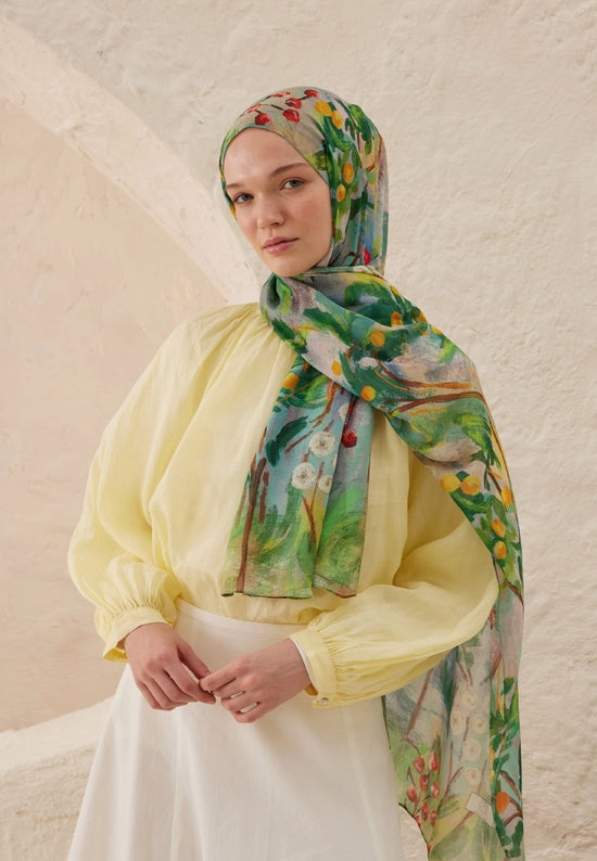 Amelia Patterned Ramie Scarf