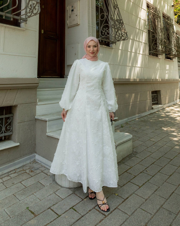 Elaris Embroidered White Dress