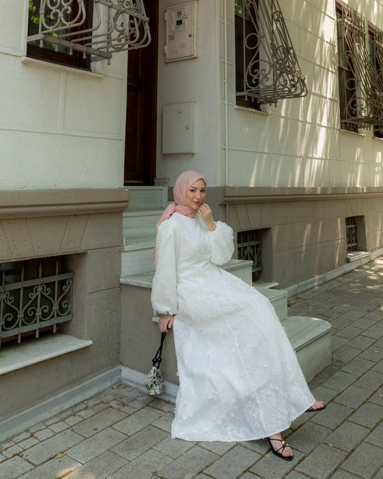 Elaris Embroidered White Dress